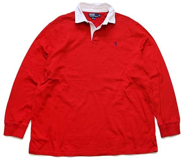 ポロ ラルフローレン ワンポイント コットン ラガーシャツ 赤 XL 