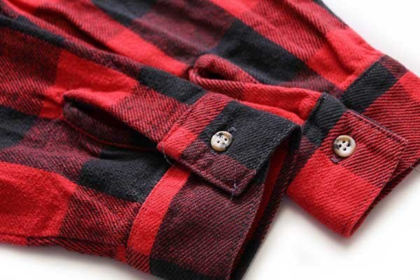 90s USA製 FIVE BROTHERファイブブラザー バッファローチェック コットン フランネルシャツ 赤×黒 L