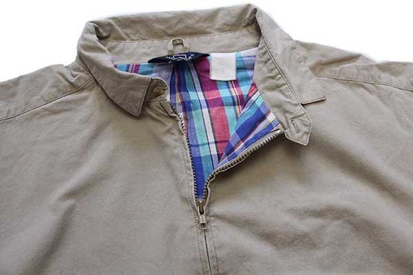 80s Woolrichウールリッチ チンスト付き マドラスチェックライナー コットンジャケット グレーベージュ XL