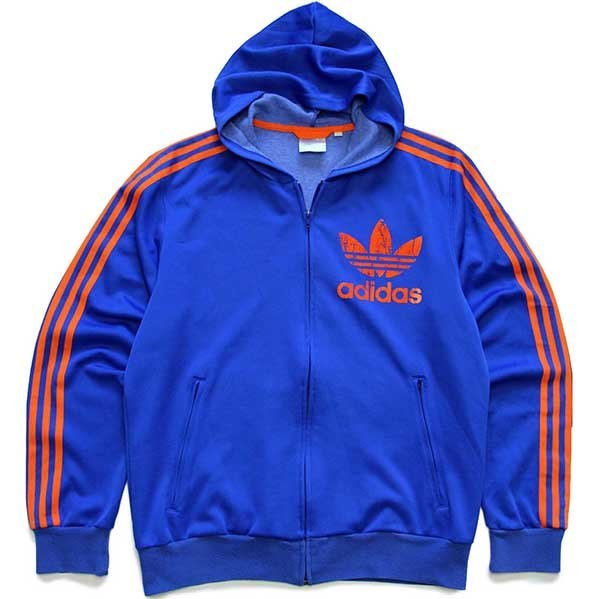 80ｓ ａｄｉｄａｓ デカロゴ トラックジャケット パーカー 復刻 青白 Ｏ