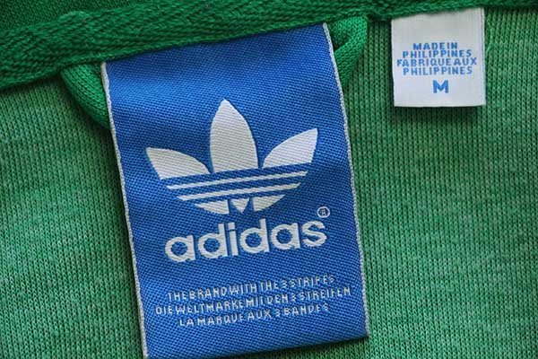 【アディダス トラックジャケット】adidas 白×緑 刺繍ロゴ ジャージ