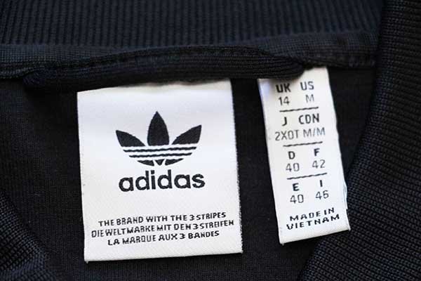 adidasアディダス トレフォイル ロゴ刺繍 トラックジャケット 黒×白 M