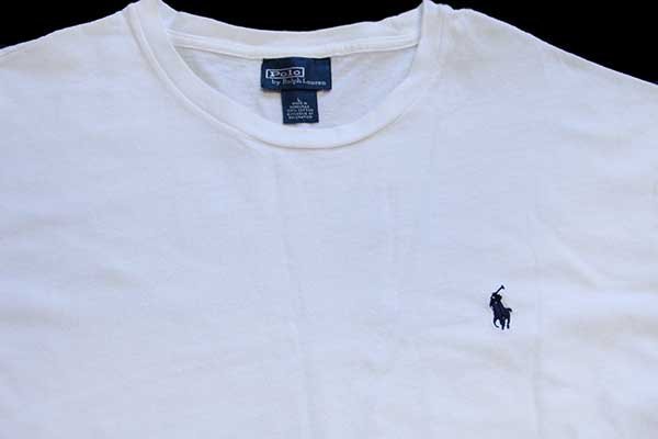 90s ポロ ラルフローレン ワンポイント コットン 長袖Tシャツ 白 L☆B - Sixpacjoe Web Shop