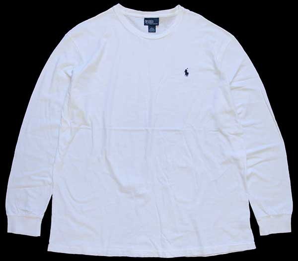 90s ポロ ラルフローレン ワンポイント コットン 長袖Tシャツ 白 L☆B - Sixpacjoe Web Shop
