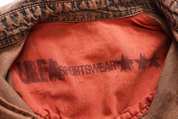 80s ULFA SPORTSWEAR チロリアンテープ カラーデニムシャツ 後