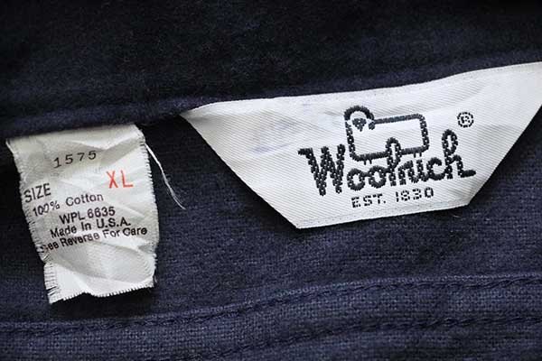 80s USA製 Woolrichウールリッチ 無地 コットン シャモアクロス