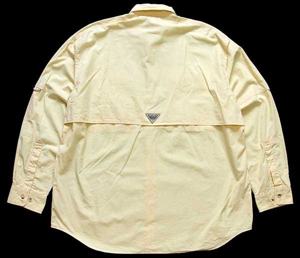 00s Columbiaコロンビア PFG コットン フィッシングシャツ 薄黄 L