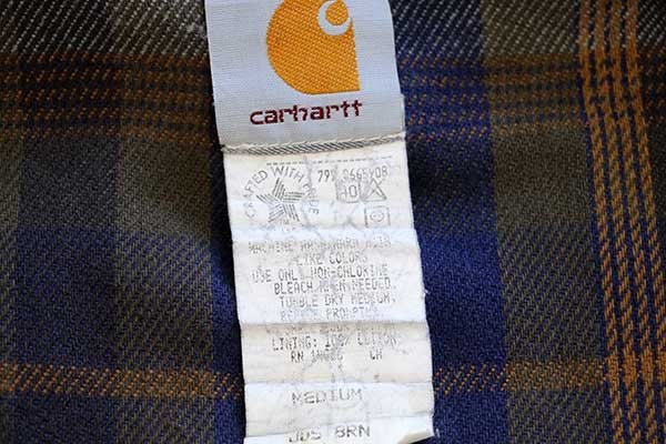 90s USA製 carharttカーハート チェック ネルライナー ダック地