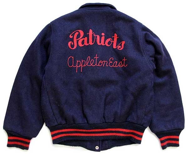 80s USA製 Ripon Jackets Patriotsチェーン刺繍 キルティングライナー