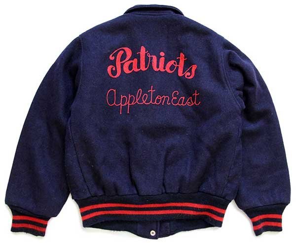 80s USA製 Ripon Jackets Patriotsチェーン刺繍 キルティングライナー 