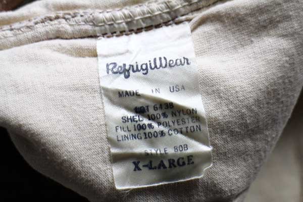 70s USA製 Refrigi Wear ナイロン キルティング ライナーパンツ