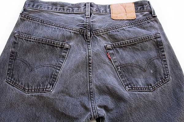 90s フランス製 Levi'sリーバイス 501 先染め ブラック デニムパンツ カスタム ボロ w34★ユーロ