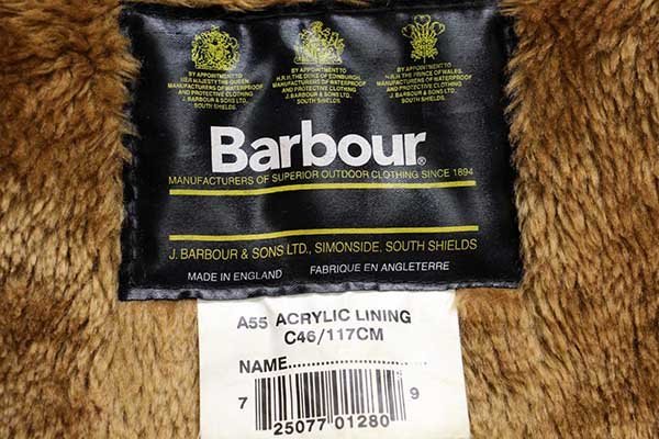 90s 英国製 Barbourバブアー A55 パイルライナー ボア ベスト ブラウン C46★08