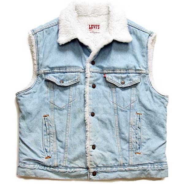 80s USA製 Levi'sリーバイス 60511 ボアライナー デニムベスト アイス