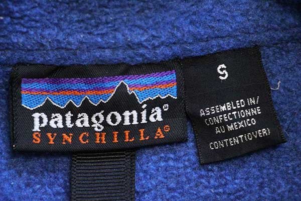 90s メキシコ製 patagoniaパタゴニア マースピアル ハーフジップ プルオーバー シンチラフリース 杢ブルー S