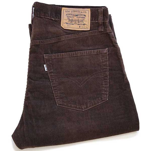 90s Levi'sリーバイス 551 コーデュロイパンツ 焦げ茶 w36☆ユーロ