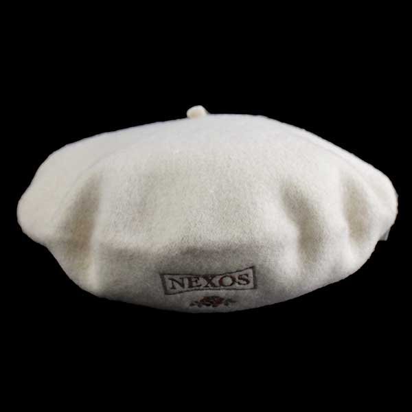 デッドストック☆イタリア製 NEXOS バラ刺繍 ツバ付き ウール ベレー帽