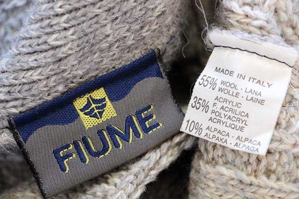 90s イタリア製 FIUME 編み柄 グラデーション ウール×アクリル×アルパカニット カーディガン 52