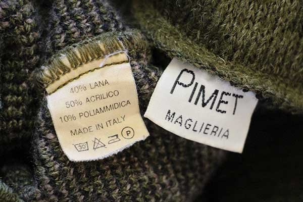 90s イタリア製 PIMET MAGLIERIA デザイン ジャガード ウール×アクリル 