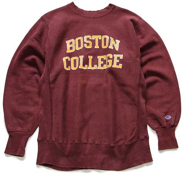 90s USA製 Championチャンピオン BOSTON COLLEGE ひび割れプリント