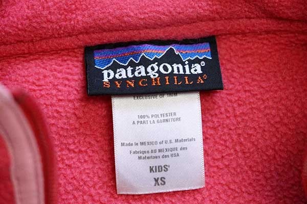 00s patagoniaパタゴニア マースピアル ハーフジップ プルオーバー シンチラフリース ピンク KIDS' XS