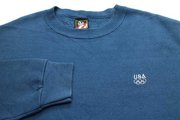 90s USA製 JCPENNEY USA OLYMPICオリンピック ロゴ刺繍 スウェット 紺 