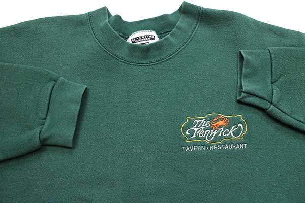 USA製 90s チャンピオン スクリプト刺繍ロゴ 肉厚 スウェット 深緑 L