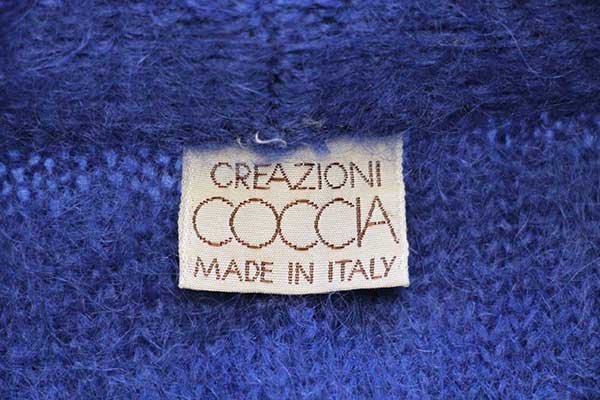 80s イタリア製 CREAZIONI COCCIA モヘヤニット カーディガン ブルー M - Sixpacjoe Web Shop