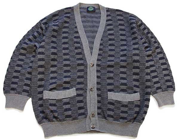 90s イタリア製 weber YACHTING 編み柄 ウールニット カーディガン XL