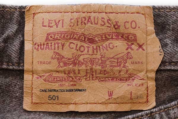 90s 英国製 Levi'sリーバイス 501 先染め ブラウン デニムパンツ