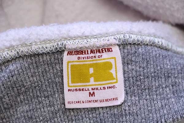 70s USA製 RUSSELLラッセル 無地 スウェットパーカー 杢グレー M