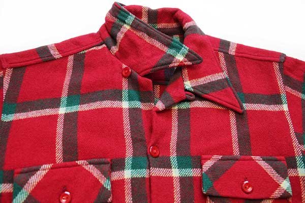 40s Drayton チェック ウール オープンカラーシャツ M - Sixpacjoe Web