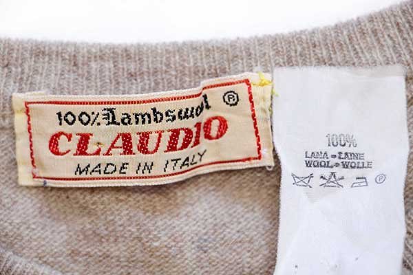 ニット/セーター80s イタリア製 CLAUDIO パネル切り替え ラムウールニット セーター 6★ビンテージ オールド ユーロ ヨーロッパ デザイン パッチワーク