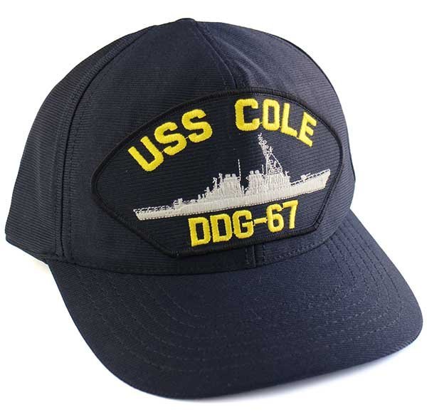 画像1: 80s USA製 USS COLE DDG-67 ミサイル駆逐艦 パッチ付き キャップ 濃紺 (1)