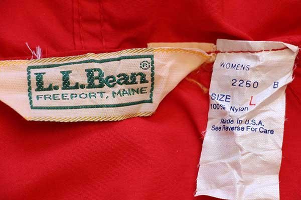 80s USA製 L.L.Bean ナイロン アノラックパーカー 赤 W-L