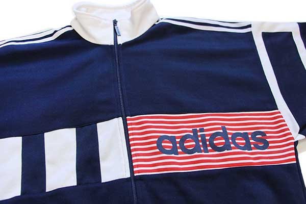 90s adidasアディダス C.F.Cバックプリント トラックジャケット 紺×白