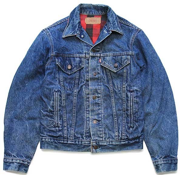 80s USA製 Levi'sリーバイス 70411 バッファローチェック ネルライナー デニムジャケット 4ポケット 36★A