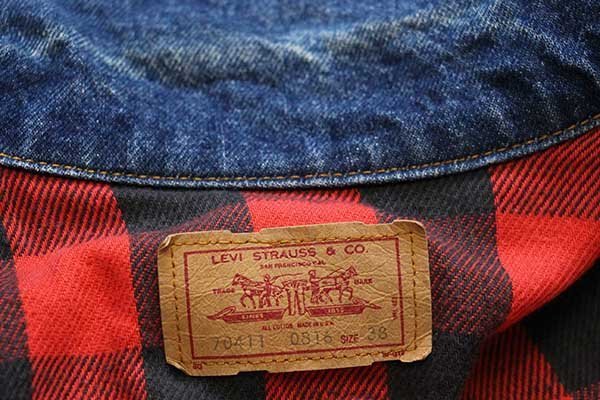 80s USA製 Levi'sリーバイス 70411 バッファローチェック ネル
