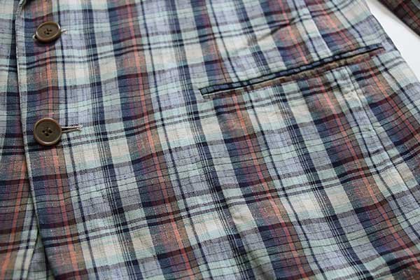 80s イタリア製 Marzotto マドラスチェック 2つボタン コットン