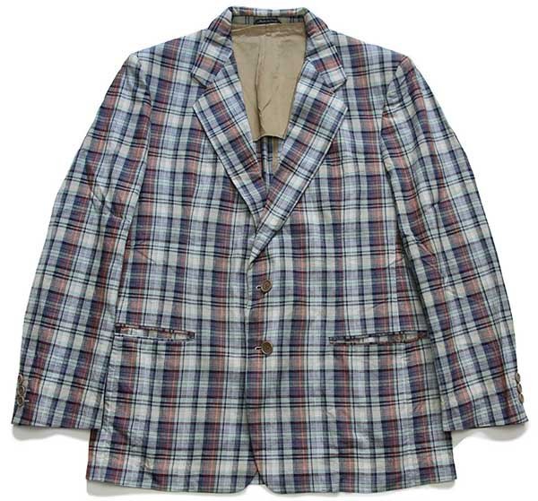 80s イタリア製 Marzotto マドラスチェック 2つボタン コットン