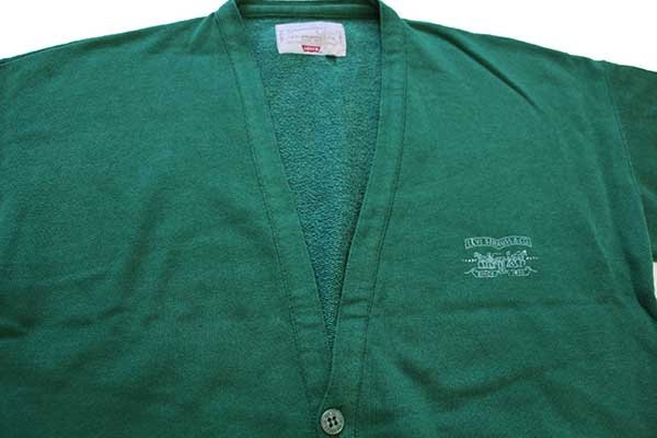 90s Levi'sリーバイス ロゴ スウェット カーディガン 緑 L