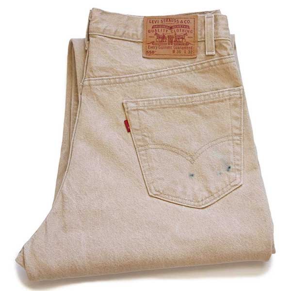 90s USA製 Levi'sリーバイス 550 先染め カラーデニムパンツ カーキ