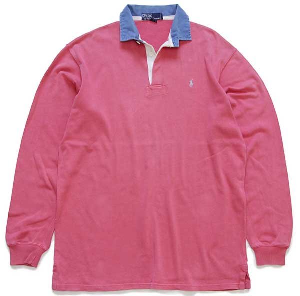 90s ポロ ラルフローレン ワンポイント コットン ラガーシャツ ピンク