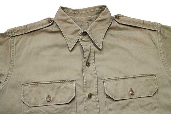 50s 米軍 U.S.ARMY コットンツイルシャツ カーキ - Sixpacjoe