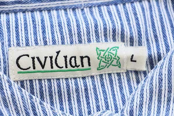 CIVILIAN バンドカラー ストライプシャツ