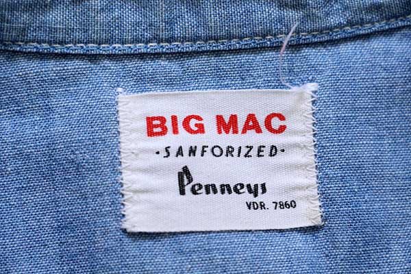 60s Penneys BIGMACビッグマック コットン シャンブレーシャツ