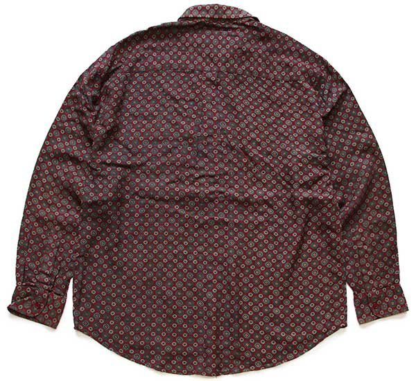90s イタリア製 ORSO POETA 小紋柄 総柄 レーヨンシャツ XL