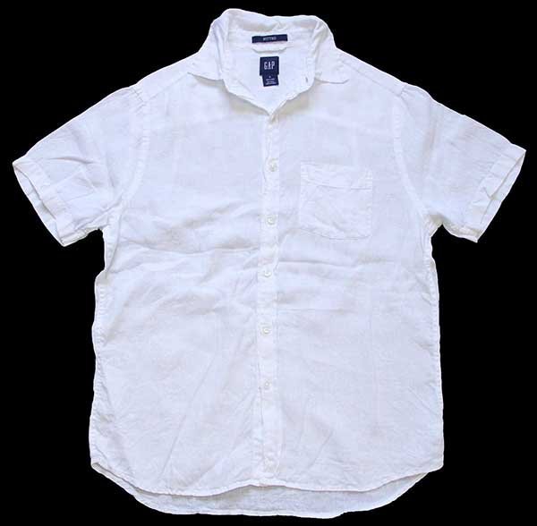 00s old gap ホワイト 白 無地 リネン シャツ ヴィンテージ usa