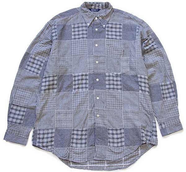 【STUSSY】90s 紺タグ USA製 ブロック柄 半袖シャツ ボタンシャツ