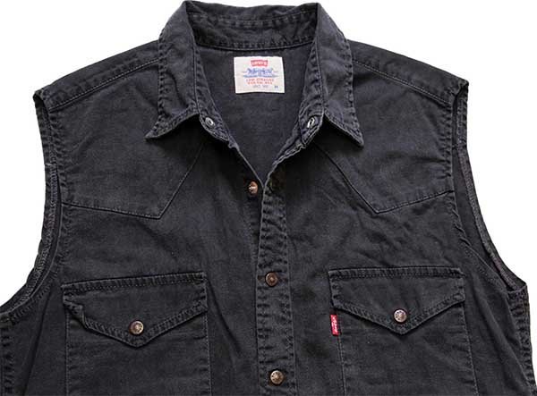 90s Levi'sリーバイス ノースリーブ ブラック デニム ウエスタン